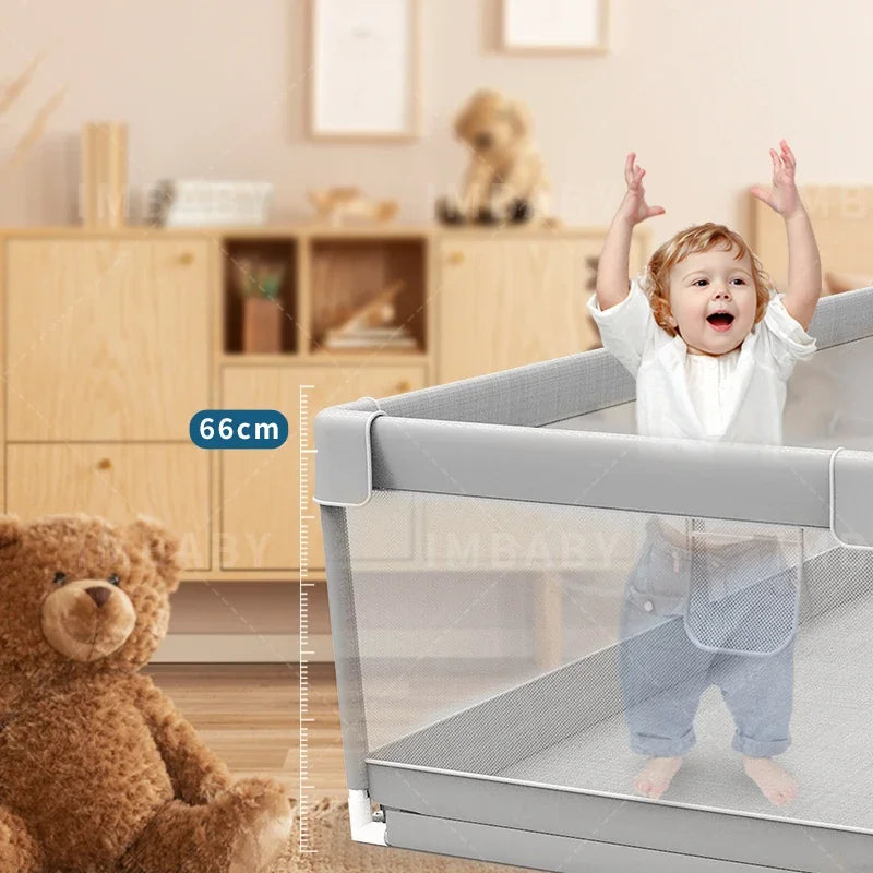 Parc Bébé Carré avec Anneau de Traction IMBABY – Aire de Jeux avec Boîte à Balles