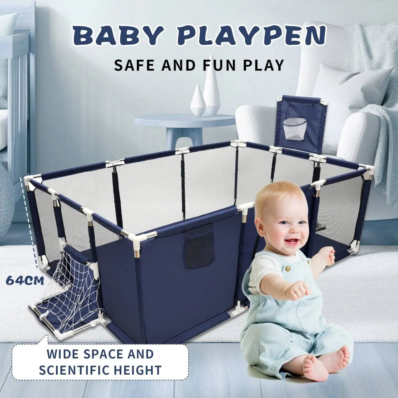 Grand Parc Bébé IMBABY – Aire de Jeux XL et Piscine à Balles Sèche pour Enfants