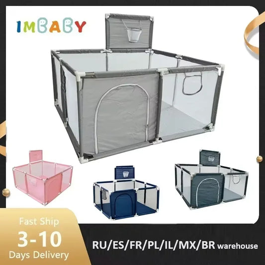 Parc Bébé Carré en Mousse IMBABY 128×128 cm – Aire de Jeux Intérieure Sécurisée
